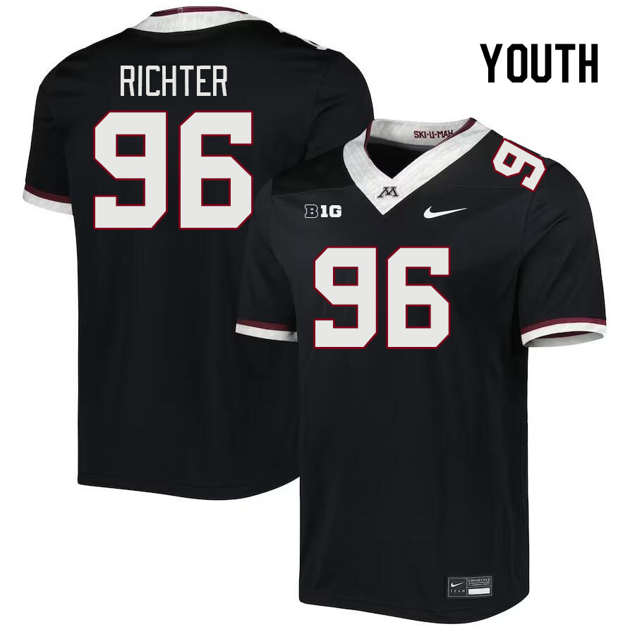 Youth #96 Logan Richter Minnesota Golden Gophers College Football Jerseys Stitched-Black - Click Image to Close